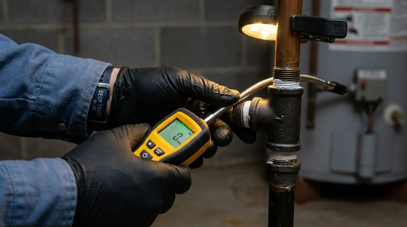 Gas leak detection with electronic sniffer by Johns Plumbing LLC in Massapequa Park